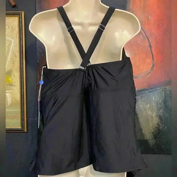 Bare Necessities Birdsong Plus Size Underwire Tankini Swimsuit Top Black Shirred - Picture 6 of 12